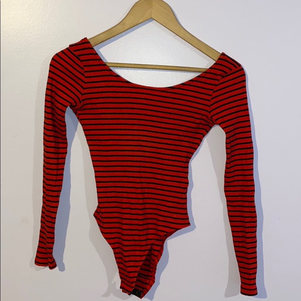 Red and black bodysuit